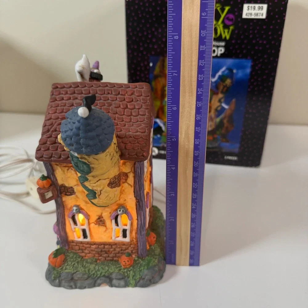 Spooky Hollow Toy Shop Halloween Village House Lighted Porcelain Collectible